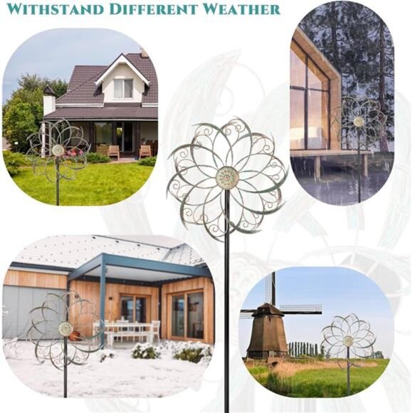 Wind Spinners Outdoor Wind Spinner Metal 13” Dia Wind Spinners for Yard - Picture 13 of 16